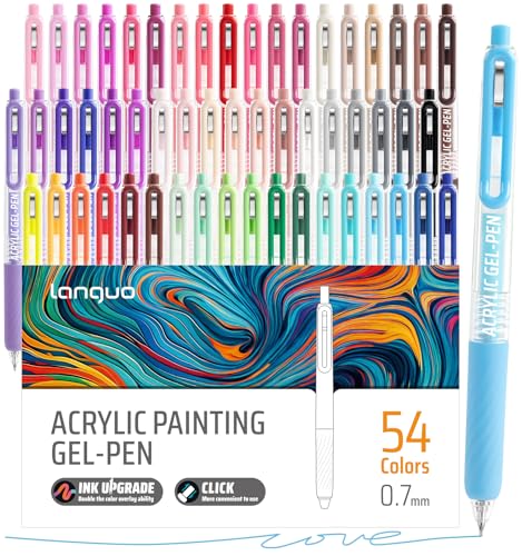 Acrylic Gel Pens For Coloring, 54 Colors Retractable Colored Pens for Black Paper & White Paper, 0.7mm Fine Point Colorful Pens for Coloring, Writing, Drawing, Journaling, Note Taking, Office, Home - color: 54PCS-Gift Set