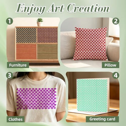 Texture Stencils for Crafts Reusable 9Pcs Stencils(5.9X5.9 Inch) - color: Texture 14