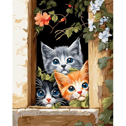 Natuyalo Painting by Numbers for Adults - Three Little Kittens Adult Paint by Number Kits for Beginners, Animals Cats DIY Art Craft Kits for Ideal Gift No Frame (16x20 Inch) - color: ART-03