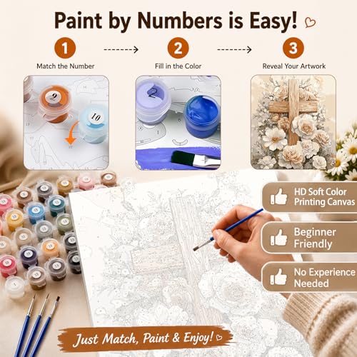 AUKELHJ Paint by Numbers Kit for Adults Beginner, Cross, 16X20 Inch - color: 12-Cross