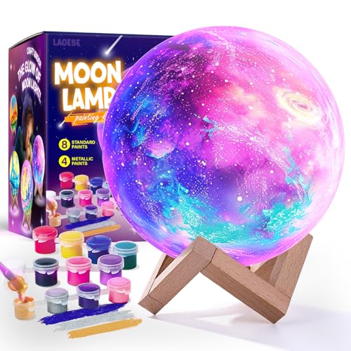 Paint Your Own Moon Lamp Kit, 3D Moon Night Light, Crafts for Kids Age 4-12 - style: Moon