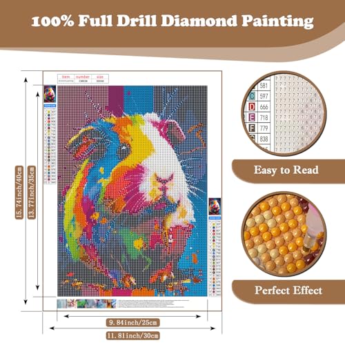 Guinea Pig Diamond Art Kits for Adults, Animals 5D Diamond Painting Kits - color: CM038