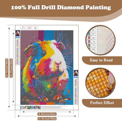 Guinea Pig Diamond Art Kits for Adults, Animals 5D Diamond Painting Kits - color: CM038