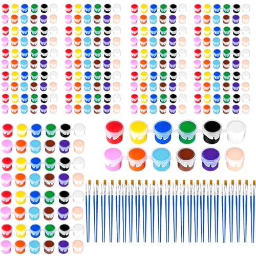 24 Pack Mini Acrylic Paint Set, 12 Colors Washable Acrylic Paint Strips with 48Pcs Painting Brushes for Kids&Adults Paint, 336 PCS Kids Painting Kit for Birthday Party Favor, Classroom, Art Gift - color: 24 Pack(336 Pcs）