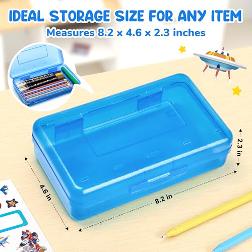 GAMENOTE Plastic Pencil Box with Snap-tight Lid, (Blue/Green/Pink) 6Pack | Kid Hard Pencil Case,Small Art Craft Storage Containers,School Supplies Box for Boys,Girls - color: (Blue/Green/Pink)6Pack