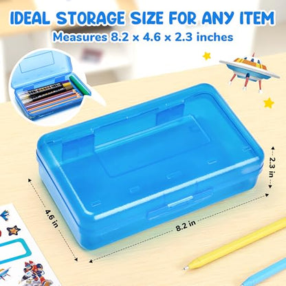 GAMENOTE Plastic Pencil Box with Snap-tight Lid, (Blue/Green/Pink) 6Pack | Kid Hard Pencil Case,Small Art Craft Storage Containers,School Supplies Box for Boys,Girls - color: (Blue/Green/Pink)6Pack