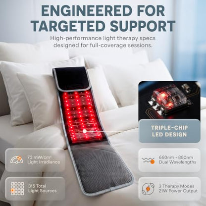 Lifepro Allevared Red Light Therapy Belt -105 Triple Chip LED Belt - color: Gray