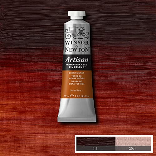 Winsor & Newton Artisan Water Mixable Oil Paint, 37ml, Burnt Sienna | Clean with water; no solvents needed. Color depth, lightfastness, opacity/transparency are the same as traditional oils. - color: Burnt Sienna, style: 1.25-oz