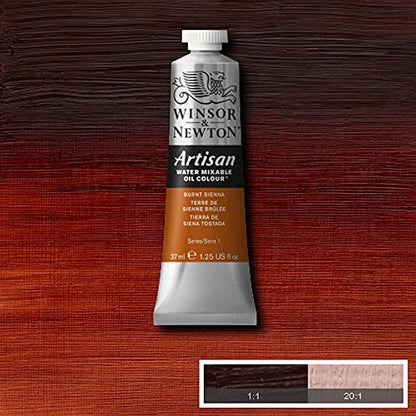 Winsor & Newton Artisan Water Mixable Oil Paint, 37ml, Burnt Sienna | Clean with water; no solvents needed. Color depth, lightfastness, opacity/transparency are the same as traditional oils. - color: Burnt Sienna, style: 1.25-oz