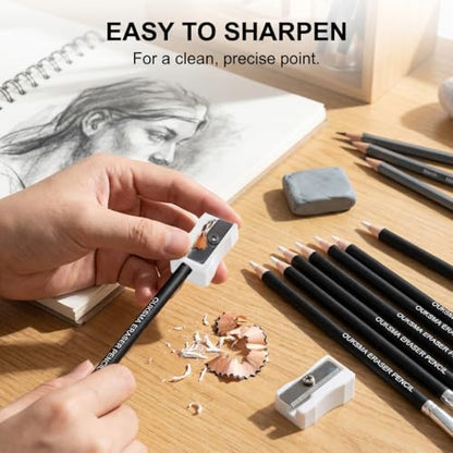 Eraser Pencil Set with Brush and Sharpener, Precision Detail Erasers for Sketching, Drawing, Highlights, Texture Shaping, Art Supplies (6 Eraser Pencils + 2 Sharpeners) - style: 6 Eraser Pencils + 2 Sharpeners