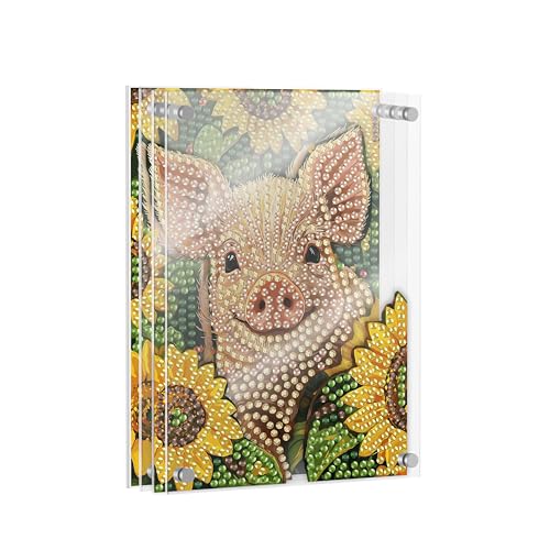 SKRYUIE DIY Acrylayers Diamond Art Kits for Adults, Pig Multi-Layer Acrylic Diamond Painting Kits, 4-Layered Magnetic Stand-Up Tabletop Decor, Unique Multi-Dimensional Craft Gift 4x6 Inch A11 - color: Colorful-11