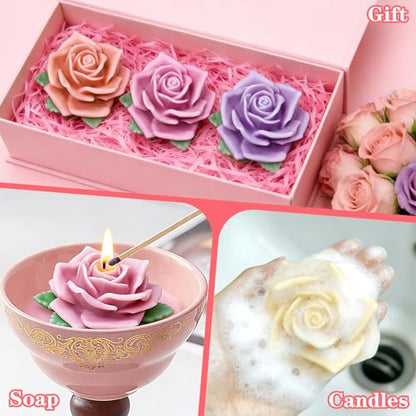 Rose Candle Molds, Bloom Large Rose Flower Candle Molds - color: 1 Pcs Large Rose Silicone Molds