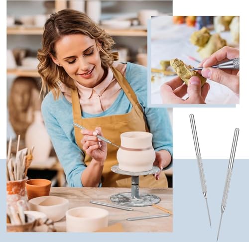 Outus 8 Pieces Clay Needle Tools Ceramic Detail Pottery Sculpture Needle Detail Modeling Clay Tool Kit