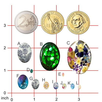 FUNSHOWCASE Oval Cabochon Resin Epoxy Silicone Mold - color: 12 Cavities Oval Designs
