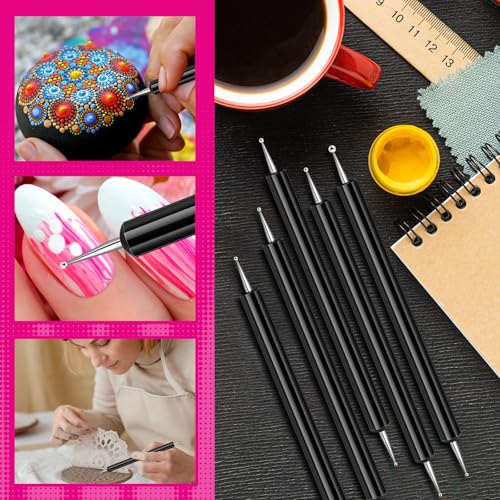Ashmacdo 20 Pcs Dotting Tools for Painting,Ball Embossing Tool Tracing Stylus for Transfer Paper Drawing Nail Art - color: Black