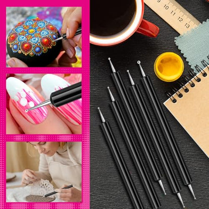 Ashmacdo 20 Pcs Dotting Tools for Painting,Ball Embossing Tool Tracing Stylus for Transfer Paper Drawing Nail Art - color: Black