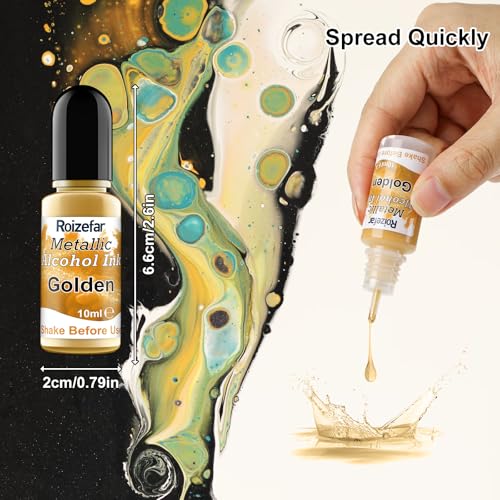 Alcohol Ink Set - 40 Bottles Vivid Colors Alcohol Paint 10ml Each | High Concentration, Metallic Alcohol Paint Resin Dye, Safe Fast Drying Effect, Ideal for Epoxy Resin, Art Painting, Glass - color: 40 Colors