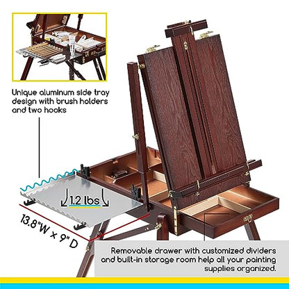 MEEDEN French Easel, Plein Air Easel, Art Easels for Painting Adult, Travel Easels,Portable Artist Easle for Outdoor Painting, Sketching, Display
