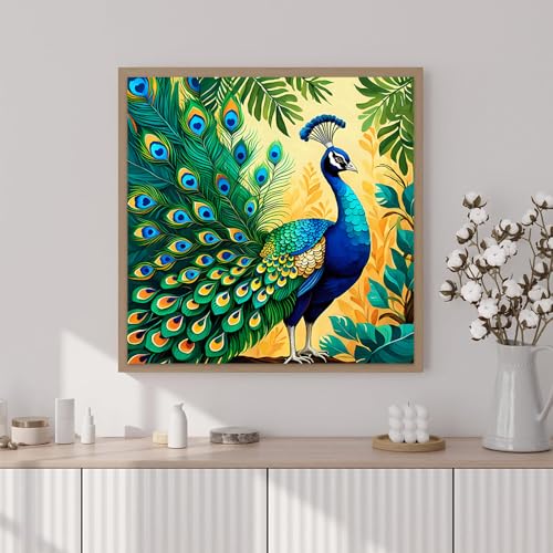 Artunion Framed Paint by Numbers Kit for Adults Beginners & Kids Ages 8-12,Colorful Peacock Paint by Number with Frame,Bird Animals Paint by Numbers Kit on Canvas 10 * 10 Inch Without Easel - color: ZXT-323-F
