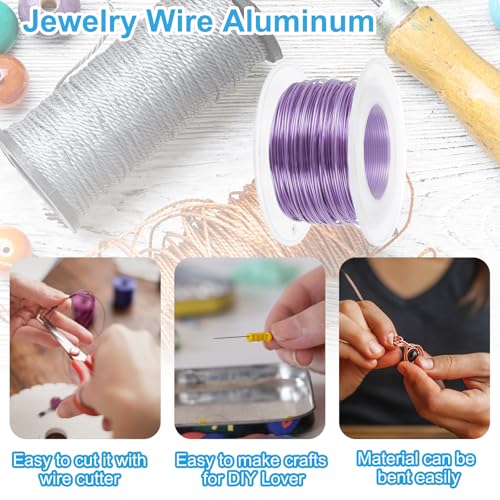 PATIKIL 20 Gauge 0.8mm Aluminum Craft Wire, 98.4 Ft Metal Wire Armature Bendable Wire for Jewelry Making Metal Wrap DIY, Light Purple - color: Light Purple, size: 0.8 mm x 30 m