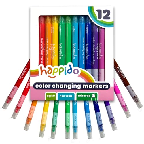 Happido Double-Sided Color Changing Markers for Kids, Set of 12 - style: 12 Count - Color Changing Double Ended