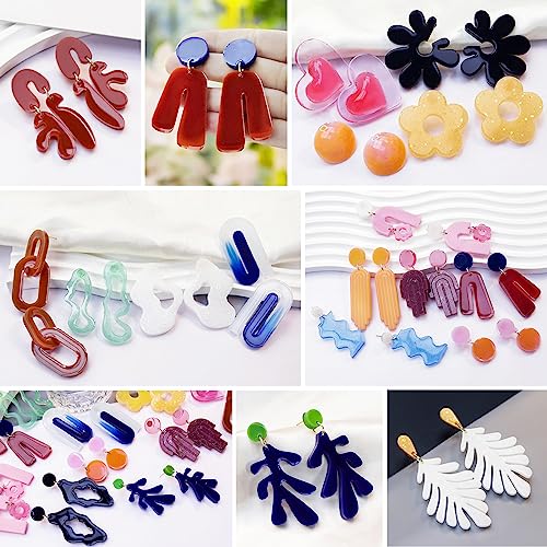Resin Earring Molds, Set of 4 Style Silicone Earring Molds | Variety Shape Silicone Pendant Molds for Epoxy Resin Casting, UV Resin Jewelry, DIY Earring, Keychain Crafting Gift - color: 4PCS Resin Jewelry Molds