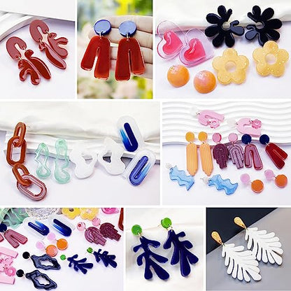 Resin Earring Molds, Set of 4 Style Silicone Earring Molds | Variety Shape Silicone Pendant Molds for Epoxy Resin Casting, UV Resin Jewelry, DIY Earring, Keychain Crafting Gift - color: 4PCS Resin Jewelry Molds