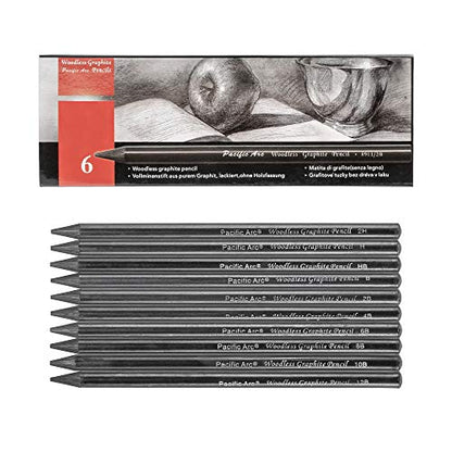 Pacific Arc Woodless Graphite Pencil 6 Pack Set, 2H, for Sketching, Drawing, Coloring and Art - color: 2H
