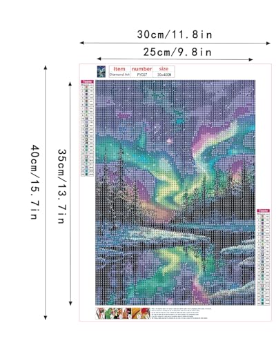 Northern Starry Night Diamond Art Kits for Adults, Diamond Art 12X16 Inch - color: Landscape 01