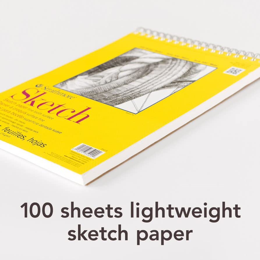 Strathmore 300 Series Wire Bound Sketch Pad, 50 lb. Paper, 5.5 X 8.5 inches, 100 Sheets (350-6) - size: 5.5x8.5 inch