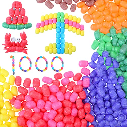 Junkin 1000 Pcs Magic Foam Crafts Puffs Corn Noodles Super Arts Kit | Bulk Building Blocks Model Toys Kid party favos holiday Gifts for Kindergarten School Stimulates Creativity Supplies - color: Multicolored, style: Corn