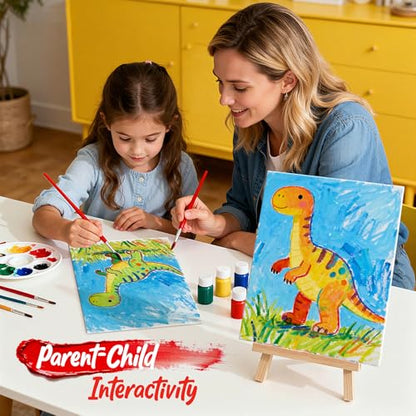 Canvas for Painting with Mini Easel, 6 Pack 8x10 Canvas Board with 1 Wood Easel Blank Cotton Primed for Kids & Beginners for Acrylic, Oil, Watercolor Paint