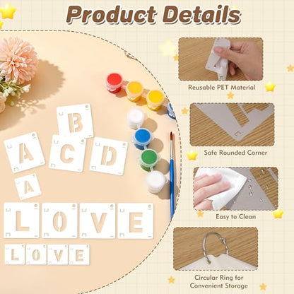 80Pcs Letter Stencils Reusable Letter Number Stencils for Painting,1,2Inch | Reusable Small Plastic Alphabet Number,Drawing Stencil,on Wood,Fabric,Wall, Rock,Art Project Chalkboard - size: 1,2Inch