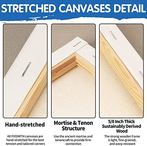 Stretched White Blank Canvas- 12x12 Inch,Bulk Pack of 8,Primed,100% Cotton,5/8 Inch Profile of Super Value Pack for Acrylics,Oils & Other Painting Media - size: 12"x12"
