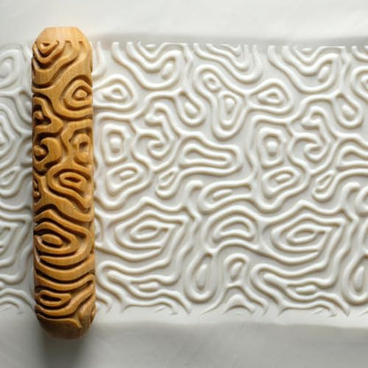 MKM Pottery Tools Wood Big Hand Rollers for Clay (BHR-155 Topographic) - color: BHR-155 Topographic