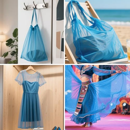 59" x 72"(2 Yards) Sky Blue Mesh Fabric | Slightly Stretchy for Sewing Projects, Backpack Pocket and Straps, Netting Clothes and Shopping Bag - color: Sky Blue