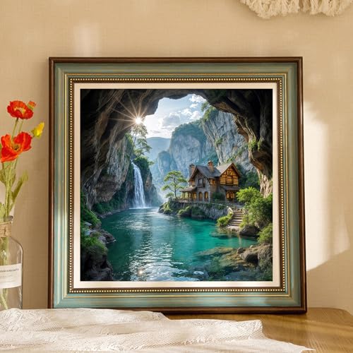 Xylogist Beautiful Landscape Diamond Art Kits for Adults 14X14 Inch | Mountains Water Diamond Painting Kit, 5D Diamond Painting Landscape, DIY Full Drill Gem Art for Adults for Home Wall Decor - color: Beautiful Landscape, size: 13.8x13.8in(35x35cm)