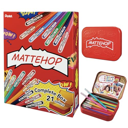 Pentel Ballpoint Pen Color Matte Hop Complete Set, 21 Colors K110-V21ST - color: Complete set of 21 colors