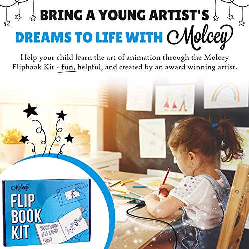 Flip Book Kit with LED Light Pad and Flipbook Paper, Animation Kit for Kids | Includes Starter Guide and Animation, A5 Light Box, Flip Book Animation Paper for Drawing, Binding Screws,Flip Books for Kids