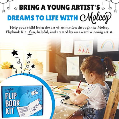 Flip Book Kit with LED Light Pad and Flipbook Paper, Animation Kit for Kids | Includes Starter Guide and Animation, A5 Light Box, Flip Book Animation Paper for Drawing, Binding Screws,Flip Books for Kids