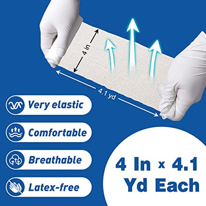 AZEN 20 Pack Gauze Rolls Bandages, 4 in x 4.1 Yards, Premium Medical Supplies & First Aid Supplies, Bandage Wrap Vet Wrap, Mummy Wraps - color: 20p, size: 4IN