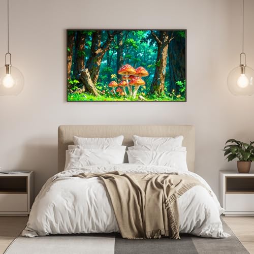 DDGEMART 5D Diamond Painting, Full Drill Enchanted Forest Mushroom Wild Woods Art for Adults, Large 28x16 Inch - color: Enchanted Forest Mushroom