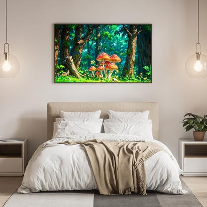 DDGEMART 5D Diamond Painting, Full Drill Enchanted Forest Mushroom Wild Woods Art for Adults, Large 28x16 Inch - color: Enchanted Forest Mushroom