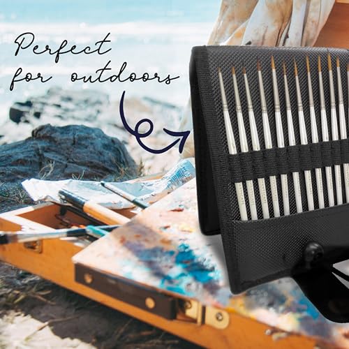 MyArtscape Miniature Paint Brushes - 12 Detail Brushes with Holder | Fine tip paint brushes for acrylic watercolor gouache oil miniatures paint by number nail art and detailing