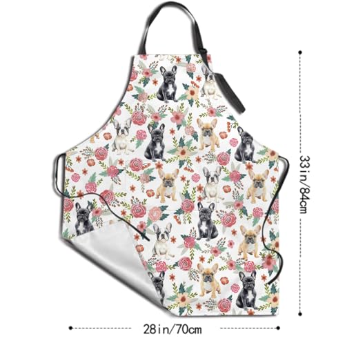Giwawa Unisex Adult Apron Waterproof Stain Resistant Kitchen Cooking Apron with 2 Pockets for BBQ Grill Painting - color: Bulldog