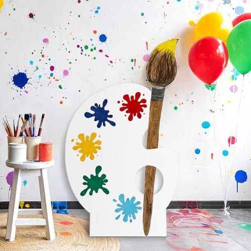 Qunclay 41 x 24 Back to School Giant Palette Art Decor(1pcs, Round) | Giant Paint Palette, Giant Paint Brush Prop, Art Decoration for Classroom Party School Birthday Photo Prop Backdrop - style: Round