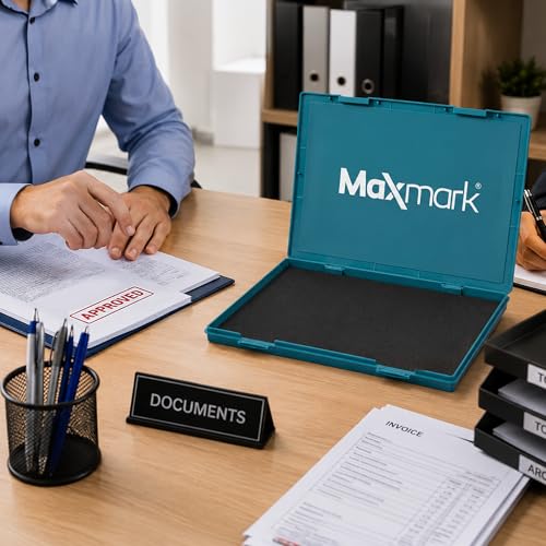 MaxMark Extra Large Blue Ink Stamp Pad - 8.25" x 11.5" - Industrial Felt Pad - Blue Color - color: Blue, size: 8.25" x 11.5"