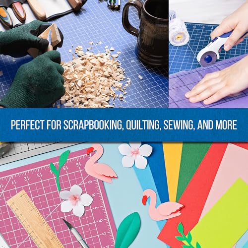 U.S. Art Supply 9"x12" Self-Healing Cutting Mat 5-Ply Pink/Blue | Double-Sided Pink/Blue Craft Mat, Non-Slip Cutting Mats for Crafts, Sewing, Quilting, Scrapbooking - color: Pink/Blue