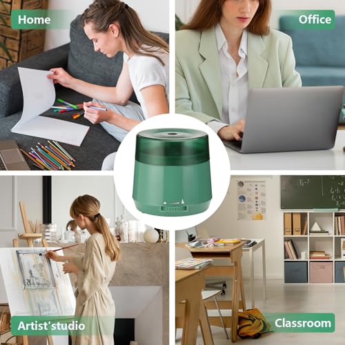 Electric Pencil Sharpener, Dual Power USB Battery Operated, Portable Design for 6-8mm Pencils, Home School Office Use (Green) - color: Green