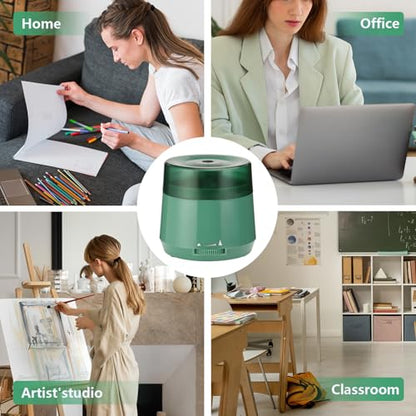 Electric Pencil Sharpener, Dual Power USB Battery Operated, Portable Design for 6-8mm Pencils, Home School Office Use (Green) - color: Green